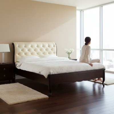 Chesterfield Bett Bedden Duebelbett Ehebett Italienesch Miwwelen Holz Lieder Textil