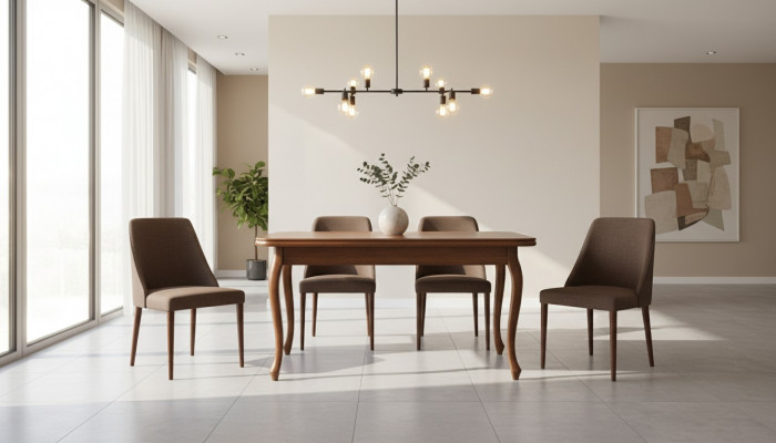 KLASSËSCH DËSCH IESSZËMMERDËSCH IESSZËMMER DËSCH RICHTEG HOLZ Italienesch Miwwelen - ZB-7