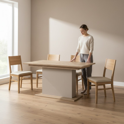 Grousse Dësch Iessdësch Holzdësch Konferenzdësch Ausziehbar 200cm Modell CM-S1