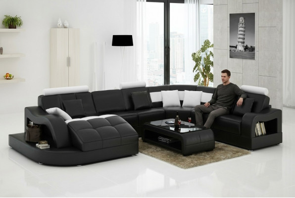 Multifunktion XXL Grouss Liederseesel Sofa Canapé Eck Wunnlandschaft Ecksofa Polster.
