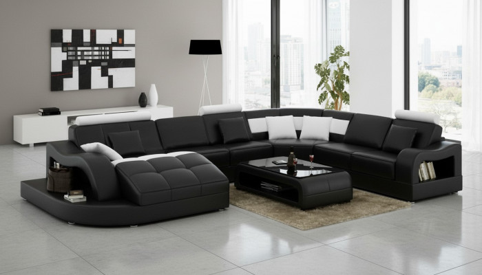 Multifunktion XXL Grouss Liederseesel Sofa Canapé Eck Wunnlandschaft Ecksofa Polster.