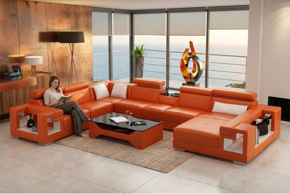 Lieder-Sofa Wunnlandschaft Ecksofa Canapé Sofa Eck Garnitur Eck XXL Grouss 2710A
