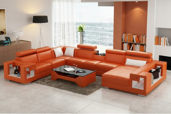 Lieder-Sofa Wunnlandschaft Ecksofa Canapé Sofa Eck Garnitur Eck XXL Grouss 2710A