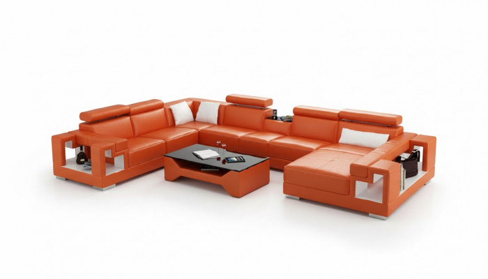 Lieder-Sofa Wunnlandschaft Ecksofa Canapé Sofa Eck Garnitur Eck XXL Grouss 2710A