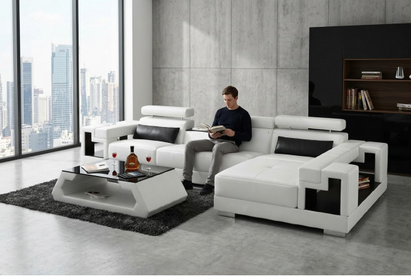 Wunnlandschaft Ecksofa Ledersofa Sofa Couch Polster Sëtz Eck Garnitur Nei 2710B