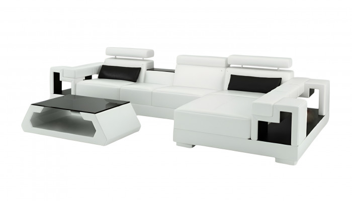 Wunnlandschaft Ecksofa Ledersofa Sofa Couch Polster Sëtz Eck Garnitur Nei 2710B