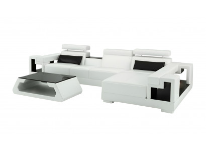 Wunnlandschaft Ecksofa Ledersofa Sofa Couch Polster Sëtz Eck Garnitur Nei 2710B