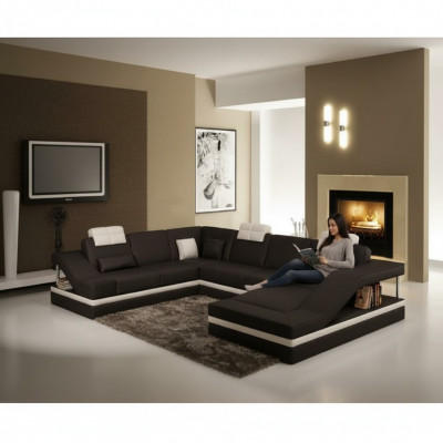 Wunnlandschaft Ecksofa Ledersofa Sofa Canapé Polster Sëtz Eck Garnitur