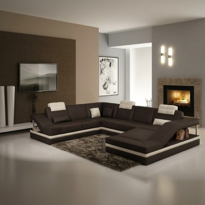 Wunnlandschaft Ecksofa Ledersofa Sofa Canapé Polster Sëtz Eck Garnitur
