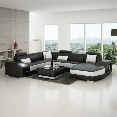 Wunnlandschaft Ecksofa Ledersofa Sofa Couch Polstersëtzt Eck Garnitur Nei