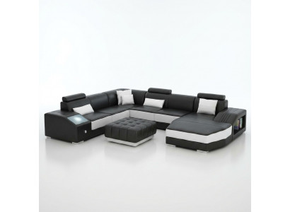 Wunnlandschaft Ecksofa Ledersofa Sofa Couch Polstersëtzt Eck Garnitur Nei