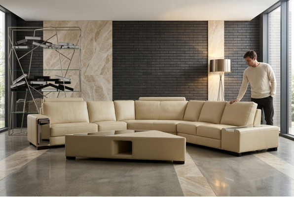 Ledersofae Ecksofa Sofa Couch Design Sëtz Polster Garnitur Wohnlandschaft 2348