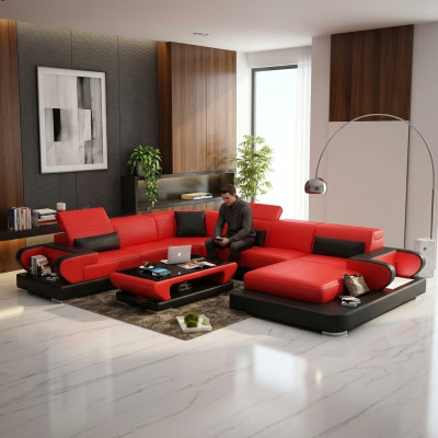 Ledersofa Polster Sëtz Couch Garnitur Ecksofa Sofa Couch Wunnlandschaft Detmold