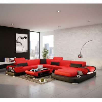 Ledersofa Polster Sëtz Couch Garnitur Ecksofa Sofa Couch Wunnlandschaft Detmold
