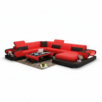 Ledersofa Polster Sëtz Couch Garnitur Ecksofa Sofa Couch Wunnlandschaft Detmold