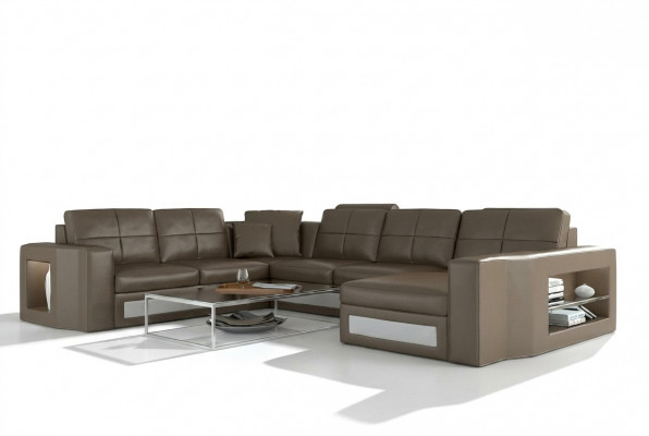Ecksofa Ledersofa Grouss XXL U Form Wunndekoratioun Sofa Couch Garnitur Nei H2210