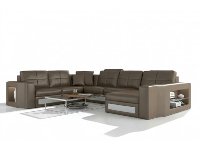 Ecksofa Ledersofa Grouss XXL U Form Wunndekoratioun Sofa Couch Garnitur Nei H2210