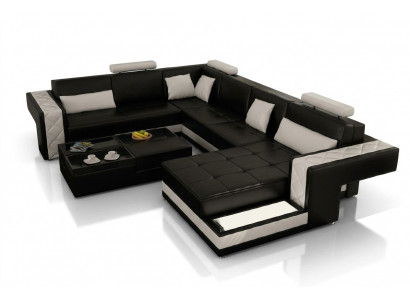 Ecksofa Ledersofa Grouss XXL U-Form Wunnlandschaft Sofa Canapé Garnitur Nei