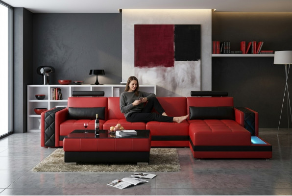 Ecksofa Ledersofa Grouss XXL U Form Wunnlandschaft Sofa Couch Garnitur Nei H2211B