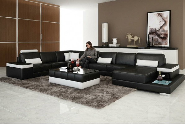 Design XXL Lieder-Sofa "Premium Comfort" mat héichwäertegem kënschtleche Lieder