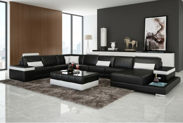 Design XXL Lieder-Sofa "Premium Comfort" mat héichwäertegem kënschtleche Lieder