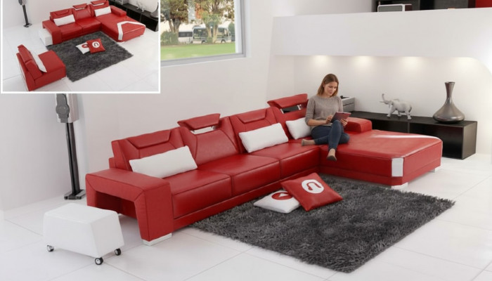 Steewunnzëmmer Polster Eck Eck-Sofa Canapé Garnitur Landschaft Lieder PH739B Nei