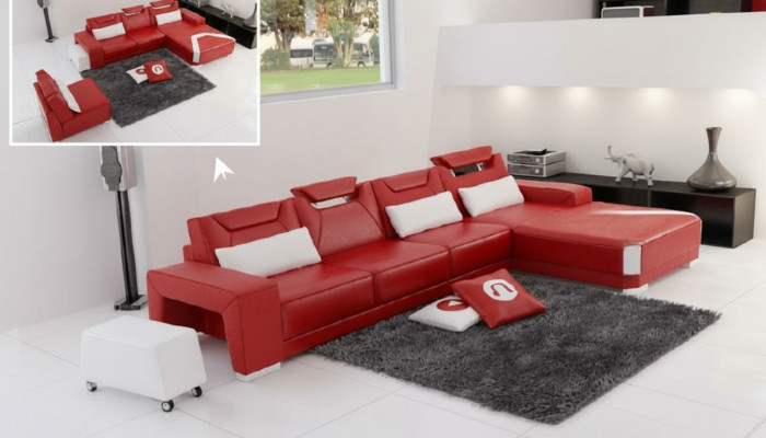 Steewunnzëmmer Polster Eck Eck-Sofa Canapé Garnitur Landschaft Lieder PH739B Nei