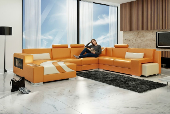 Wunnlandschaft Canapé Polster Eck Garnitur Designer Ledercanapé Grousst Canapé Nei V015A