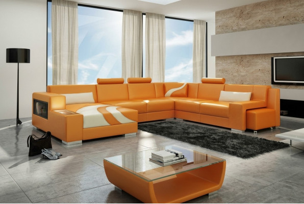 Wunnlandschaft Canapé Polster Eck Garnitur Designer Ledercanapé Grousst Canapé Nei V015A
