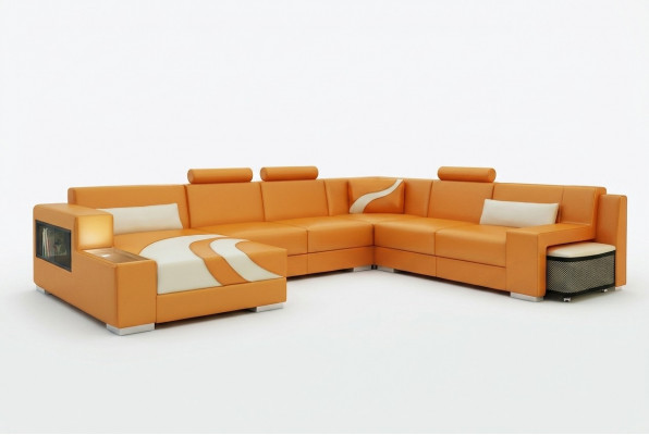 Wunnlandschaft Canapé Polster Eck Garnitur Designer Ledercanapé Grousst Canapé Nei V015A