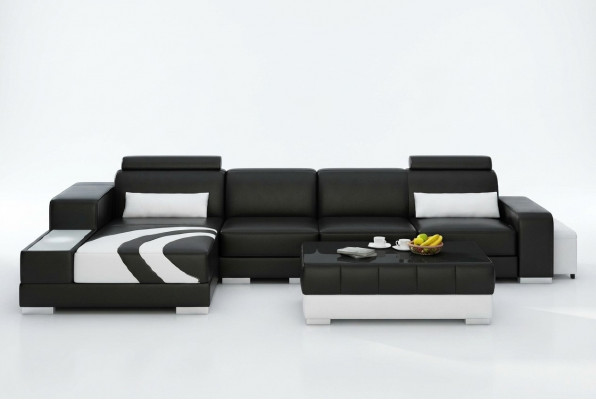 Sofa Canapé Wunnlandschaft XXL Canapé Lieder Sofa mat Ottomane Sofagarnitur V015