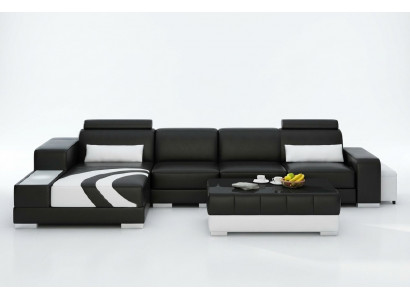 Sofa Canapé Wunnlandschaft XXL Canapé Lieder Sofa mat Ottomane Sofagarnitur V015
