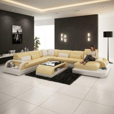 Wohnlandschaft Canapé Polster Ecke Garnitur Designer Ledersofa Grousst Canapé Couchen