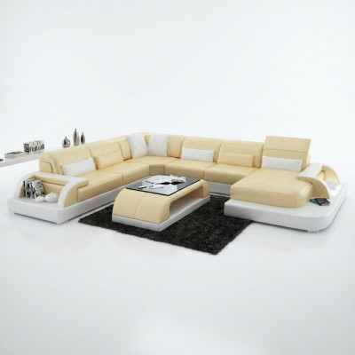 Wohnlandschaft Canapé Polster Ecke Garnitur Designer Ledersofa Grousst Canapé Couchen