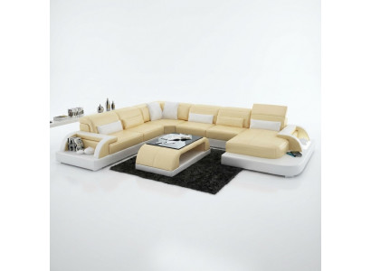 Wohnlandschaft Canapé Polster Ecke Garnitur Designer Ledersofa Grousst Canapé Couchen