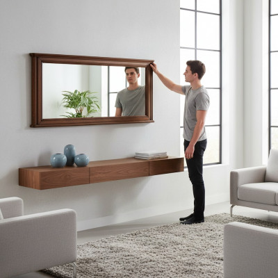WANDSPIGEEL HOLZRAHMESPIGEEL RAHM RECHTECKEGE SPIGEEL DESIGNER Prato PR-L1