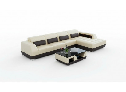 Ledersofa Couch Wunnlandschaft Ecksofa Eck Garnitur Design Modern Sofa G8024C