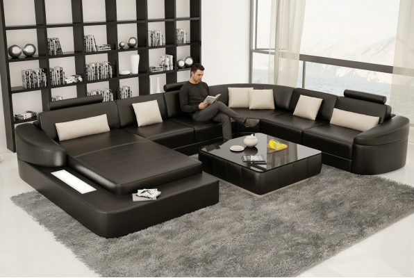 Wunnlandschaft Canapé Këssen Eck Garnitur Designer Lieder Sofa Grouss Sofa Këlscher