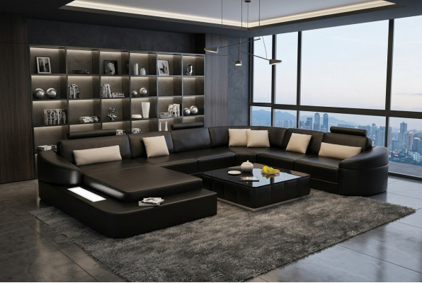 Wunnlandschaft Canapé Këssen Eck Garnitur Designer Lieder Sofa Grouss Sofa Këlscher