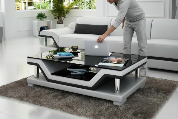 Designer Couchtisch Polster Dësch Lieder Glas Moderne Dëscher #SB3009