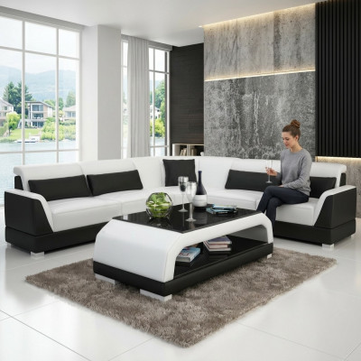 Designer Canapé Dësch Polster Dësch Lieder Glas Modernen Dëscher 6108