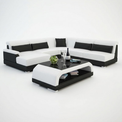Designer Canapé Dësch Polster Dësch Lieder Glas Modernen Dëscher 6108