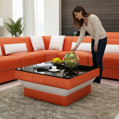 Designer Couchtisch Polster Dësch Lieder Glas Modern Dëscher #8009
