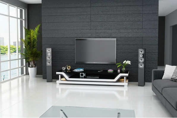 RTV TV Säitenschaf, Lieder Glas Dësch, Fernseh Schaf, Dësch Designer 3009