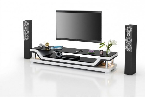 RTV TV Säitenschaf, Lieder Glas Dësch, Fernseh Schaf, Dësch Designer 3009