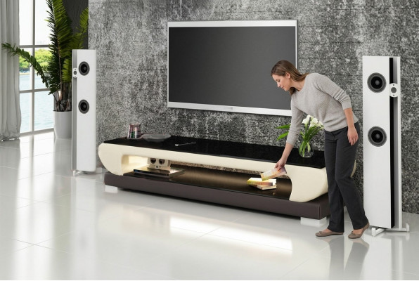 RTV TV Säitestéck Lieder Glas Dësch Fernsee Schaf Dësch Designer 403