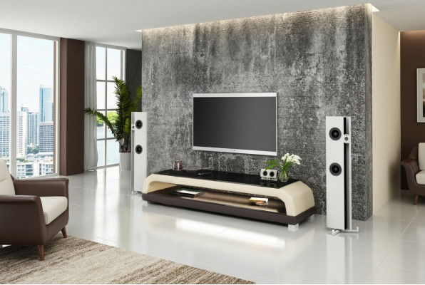 RTV TV Säitbord Lieder Glas Dësch Fernseh Schaf Dësch Designer 6108