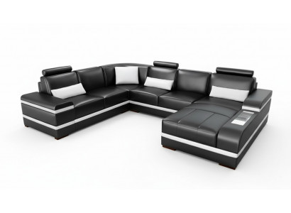 Ecksofa Ledersofa Grouss XXL U Form Wunnlandschaft Canapé Couch Tableu Nei H2218