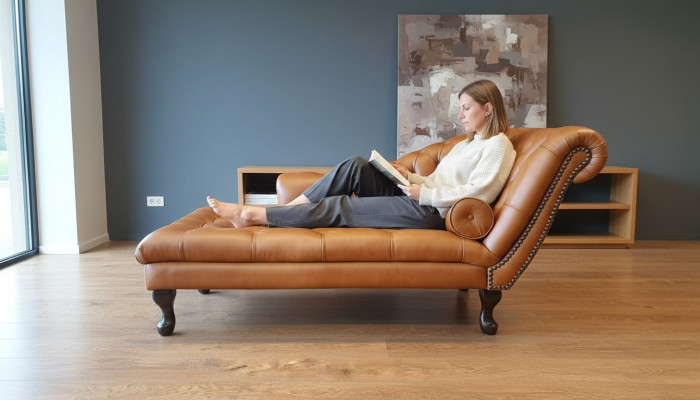 Chesterfield Chaiselongue Liicht Ottoman Sofa Echt Lieder Relaxiestull Nei