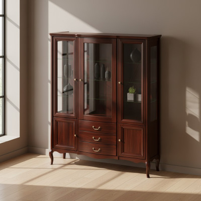 Grousse Schaf Vollmassiv Echt Holz Rustikal Klassesch Vitrin Vitrine Schaf PR-W3